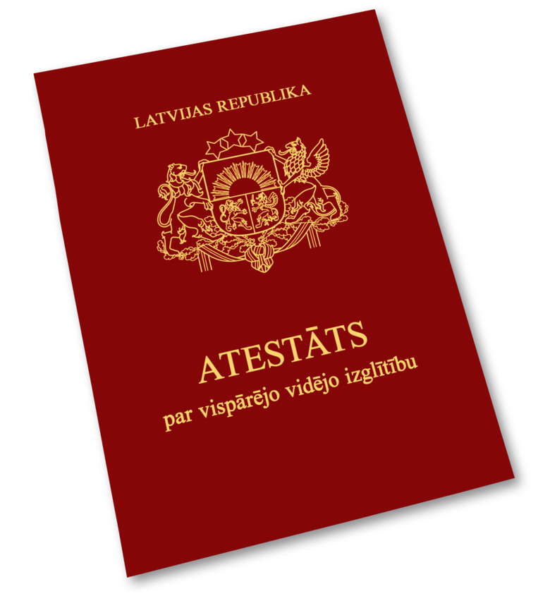 ATESTĀTA par vispārējo vidējo izglītību vāciņš, bordo